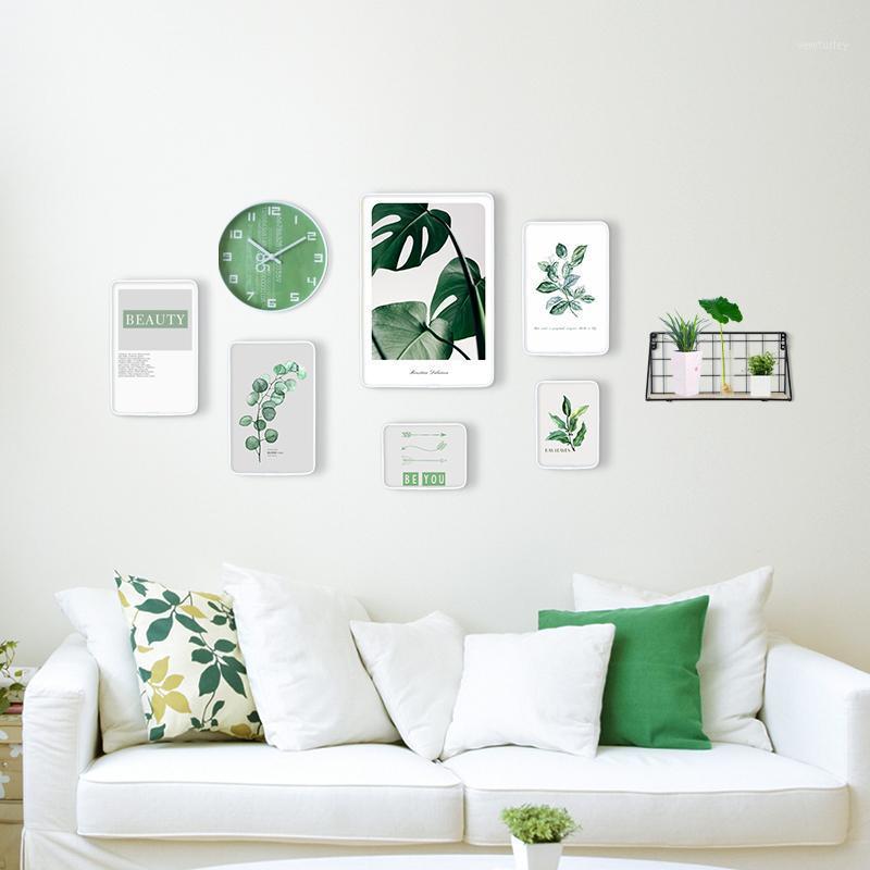 

Photo Wall Frame Clocks Living Room Modern Minimalistic Sofa Background Painting Creative Composition Photo Wall Home Decoration1
