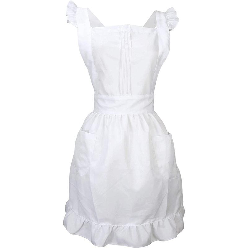 

Retro Adjustable Ruffle Apron with Pockets, Maid Apron Beauty Manicure Apron,Fashion Cotton Princess