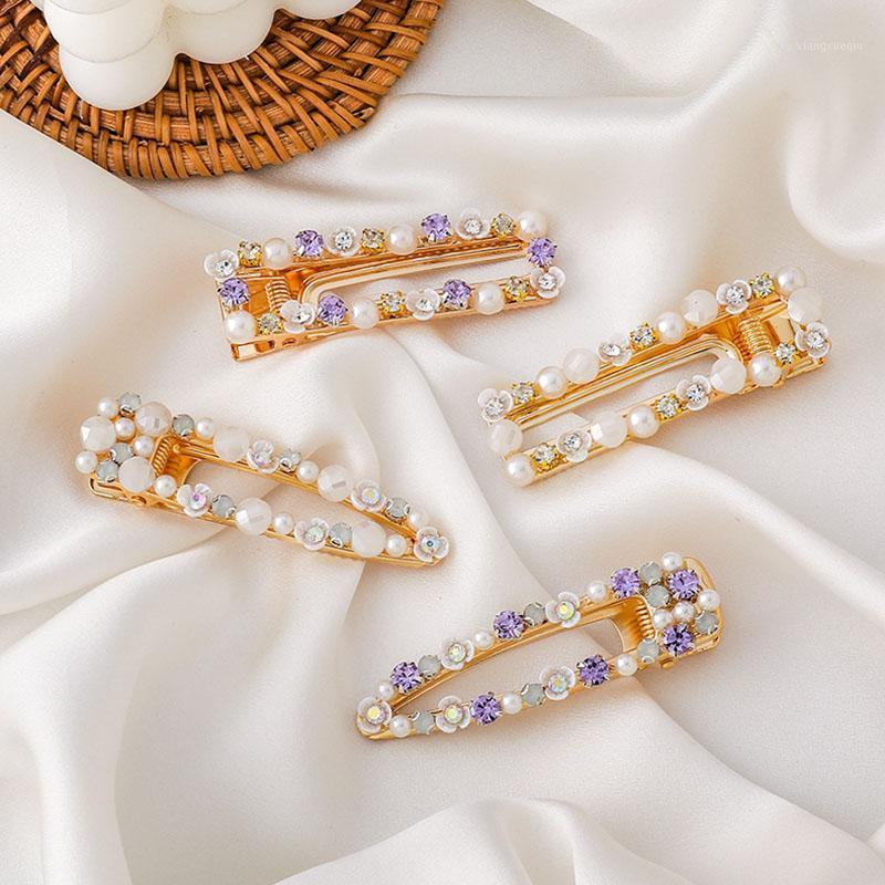 

Hair Clips & Barrettes Lovely Pear Flower Pearl Jem Hairpin Elegant Sweet Fresh Korean Retro Side Clip Metal Accessories Female, Golden;silver