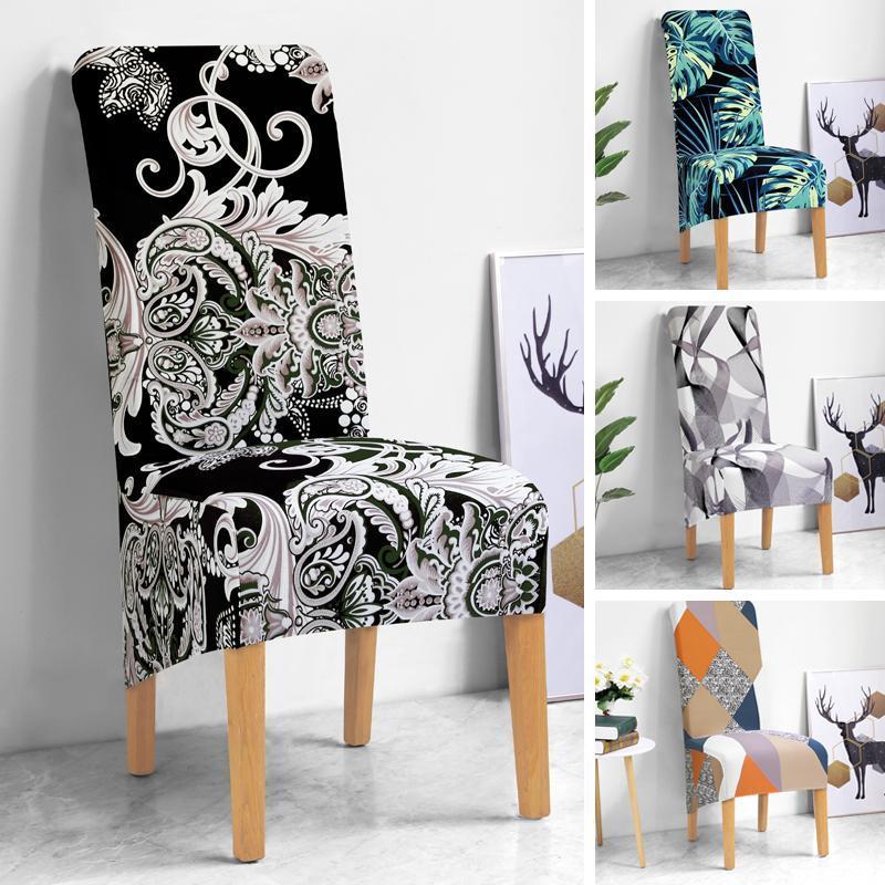 

Print Flower Long Back Chair Cover Europe Style Seat Covers Chair Covers For Hotel Party Banquet Home1