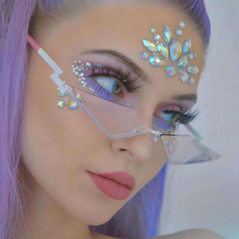 

2020 New Rimless Rhombus Sunglasses Women Fashion Sexy Small Mirror Sun Glasses Woman Brand Metal Colorful Oculos
