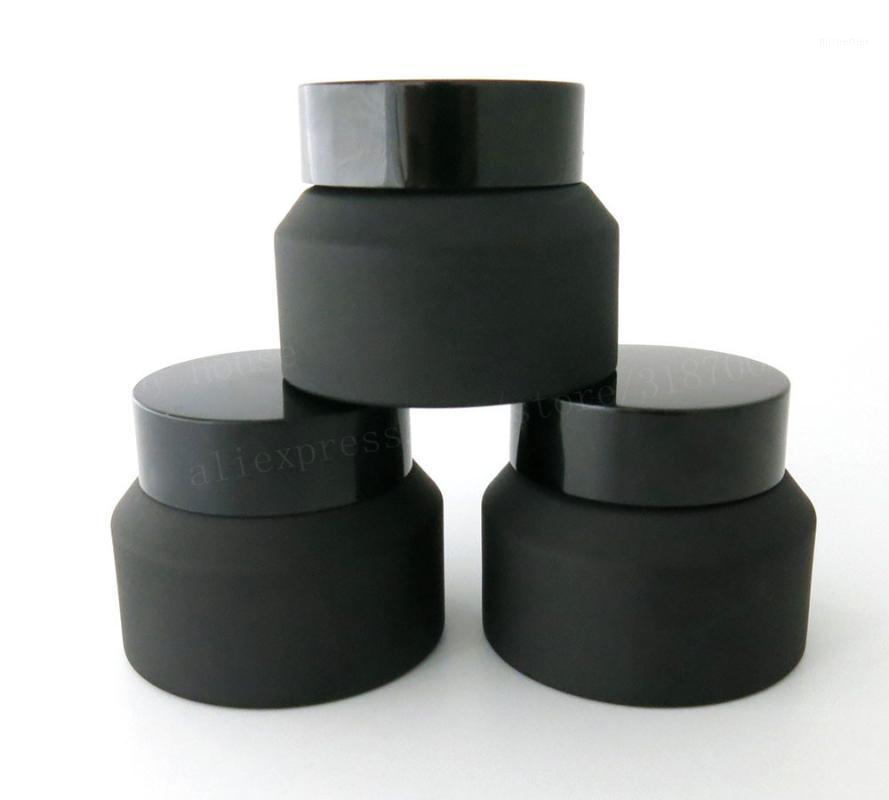 

12 x 15g 30g 50g Frost Black Glass Cream Jar With Lids White Seal Insertion Container Cosmetic Packaging Glass Cream Pot1