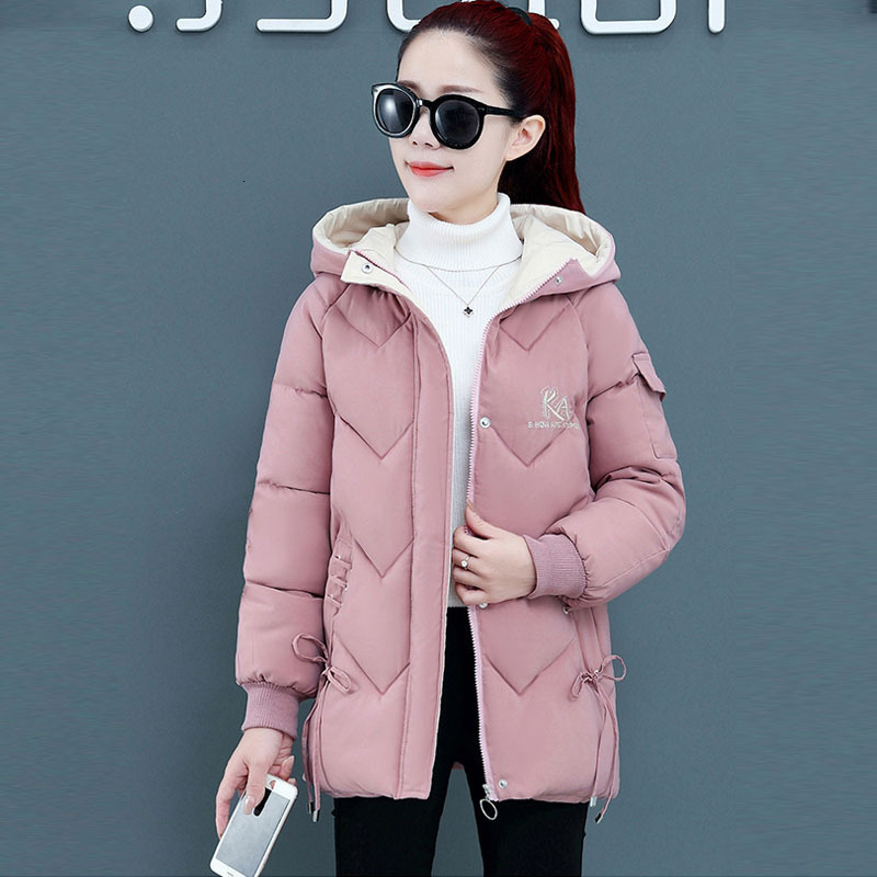 

2021 New Student Short in the Fashion Puffer Cotton Jacket Quilted Winter Coat WU8F, Creamy-white.