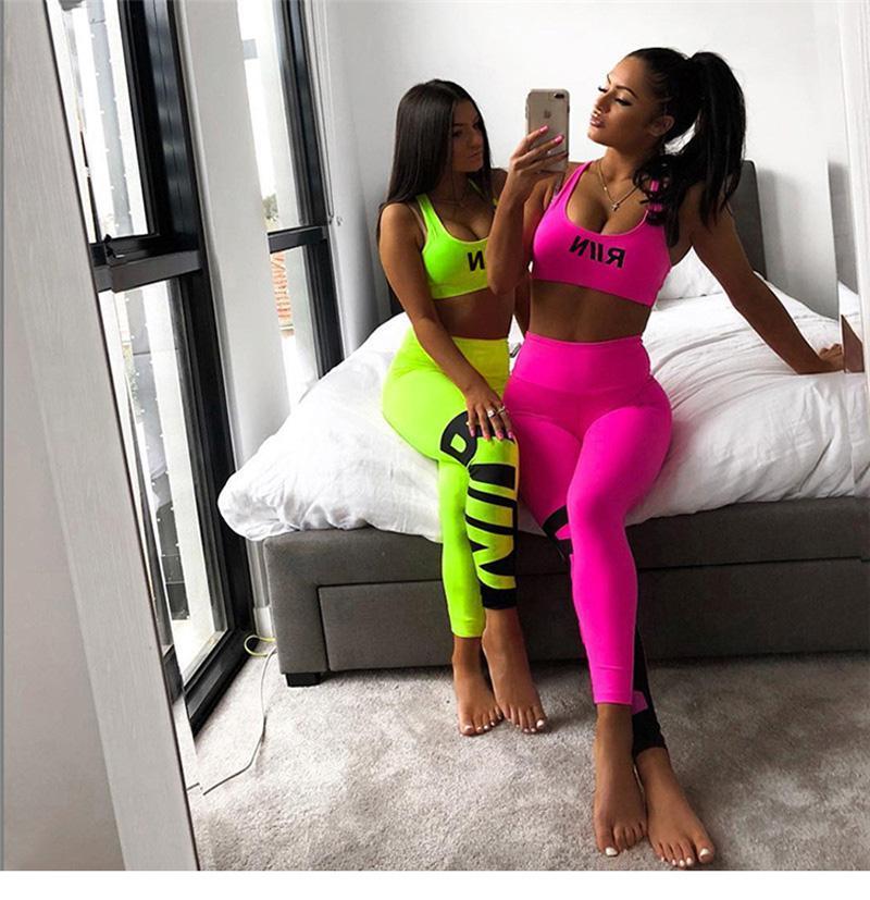 

High Waisted Fluorescence Yoga Set Seamless Exercise Tights Women Pants Gym Leggings for Fitness Clothing Ropa Deportiva Mujer1, Rose red