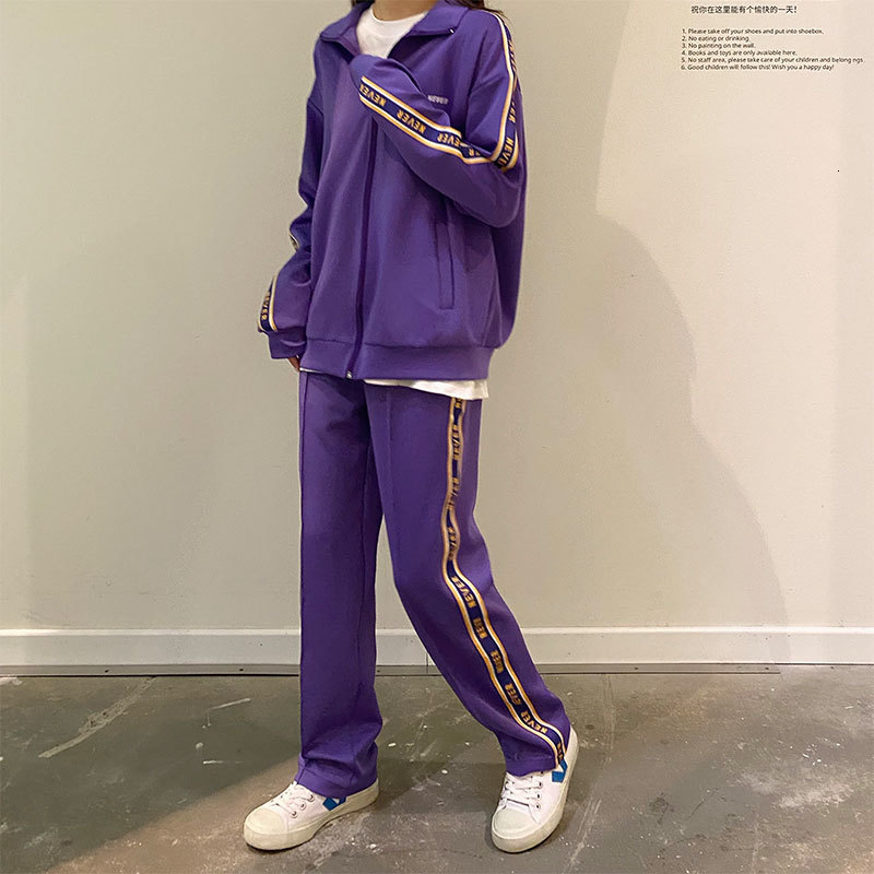 

2021 New 3 colours ml Autumn sets sweatpants top + long pants female clothes training set (x1596 2F3L, Black