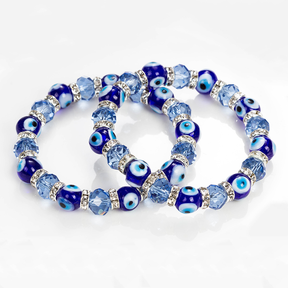 

Turkish Blue Eye Bracelet Handmade Jewelry Amulet Religious Evil Nazar Eye Crystal Bracelets for Women Girl