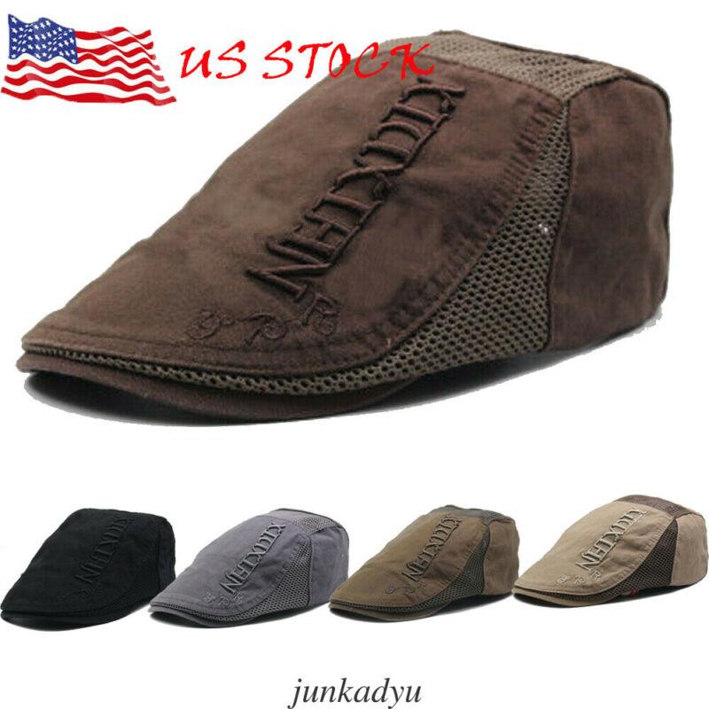 

Berets Mens 100 Percent Cotton Summer Gatsby Cap Ivy Hat Golf Driving Sun Flat Cabbie Sboy Fashion, Black