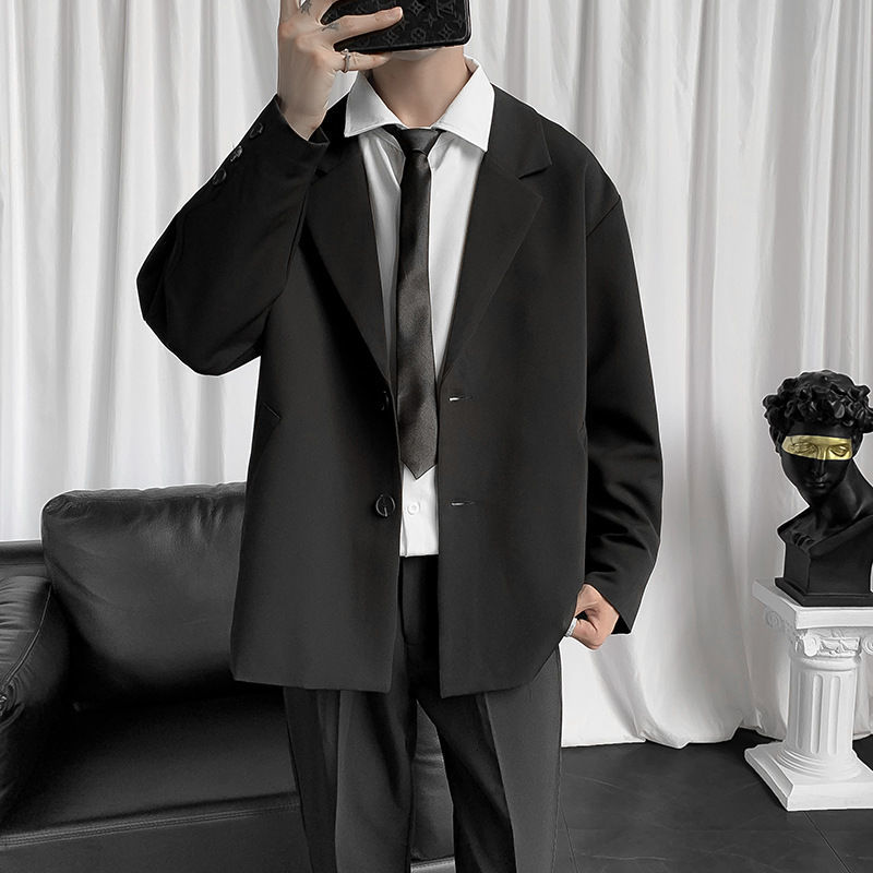 

Suits 2021 Male Spring and Winter New Fine Youth Nice Suit Clothes 1KVR, Black