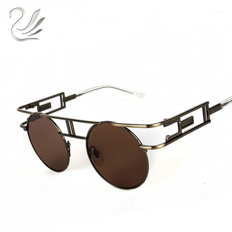 

UANLOE Steampunk Retro Round Sunglasses Women Brand Designer Unique Gothic Vintage Sunglasses Cool Metal Big Frame Men Glasses1