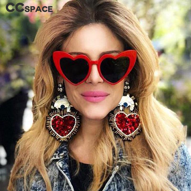 

45368 Ladies Heart-shaped Frame Sunglasses For Women Brand Glasses Designer Fashion Black Female Shades