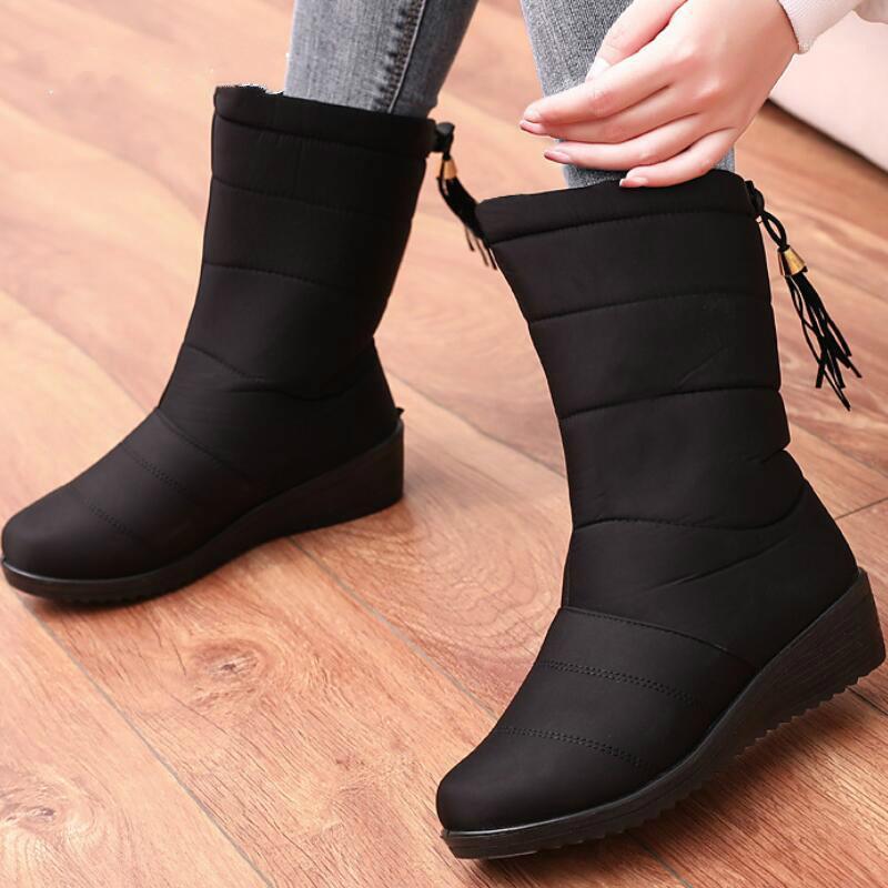 

Ankle Boots Women Winter Snow Boots Female Faux Fur Plush Booties Waterproof Shoes For Women Black Down botas de mujer1, Gray