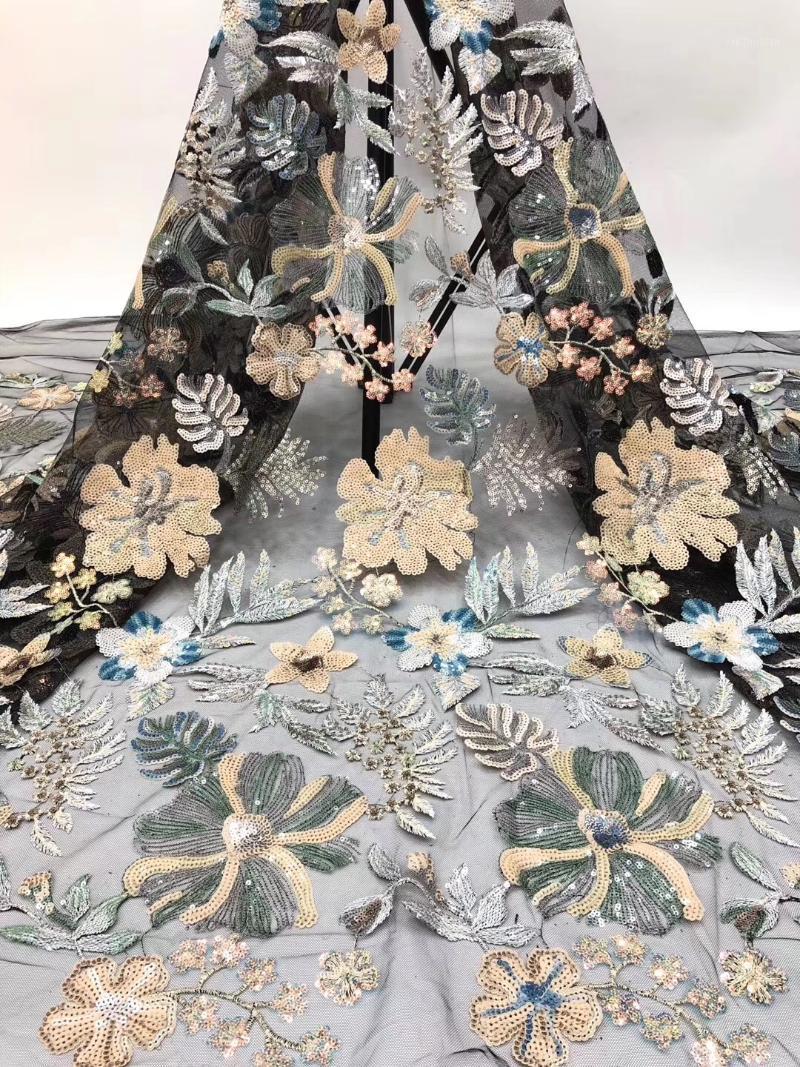 

Hot sale French sequins embroidered tulle lace fabric African lace fabric 2020 high quality dress D36291