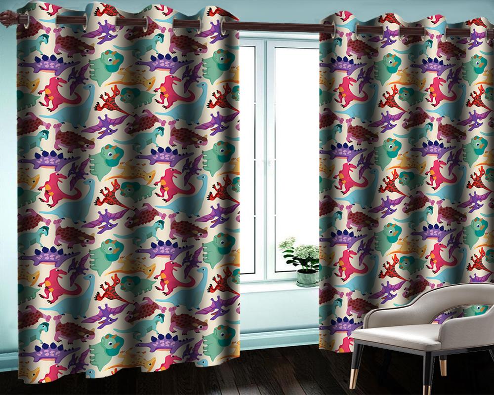 

3d Living Room Curtain Cartoon Ferocious Animal Curtain HD Digital Printing Interior Decoration Practical 3d Blackout, As pic
