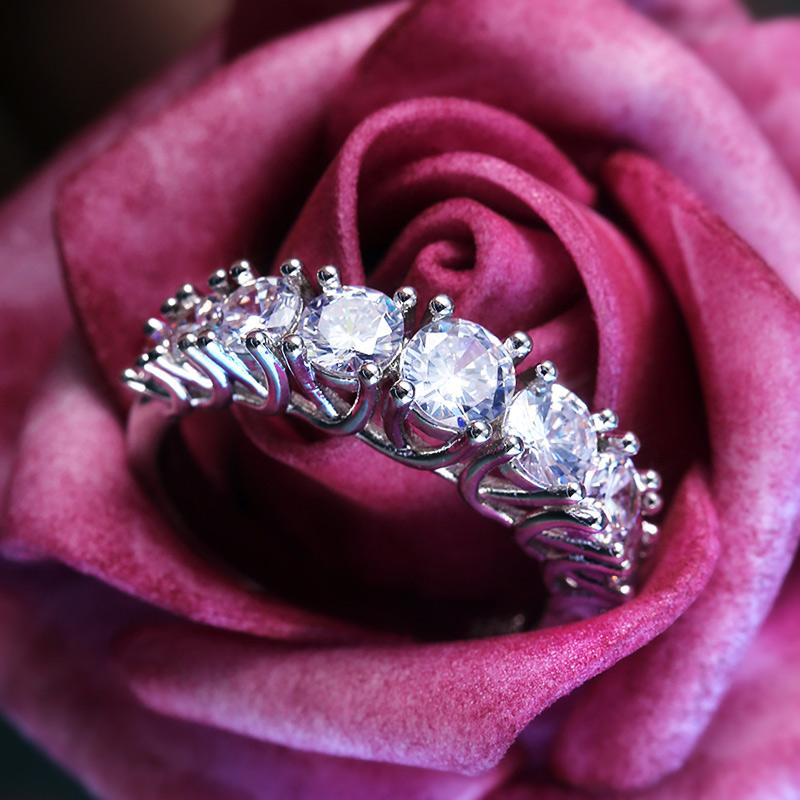 

Huitan 2020 Proposal Ring For Girlfriend With Clear Dazzling Cubic Zircon Stone Silver Plated Engagement Wedding Rings