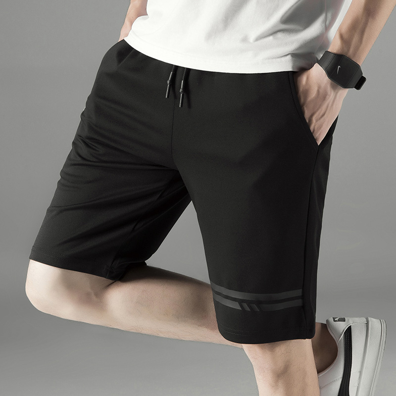 

Mens Casual Shorts Solid 2019 Summer New Striped Beach Shorts Male Fashion Stretch Breathable Loose Sportswear Jogging Shorts, 9907 black
