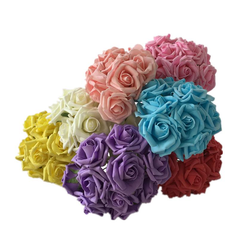 

10pcs Artificial Soft touch Decoration Bouquet Colourfast Polyfoam EVA Foam Roses Flowers For Wedding Vase Cake Decoration, Blue