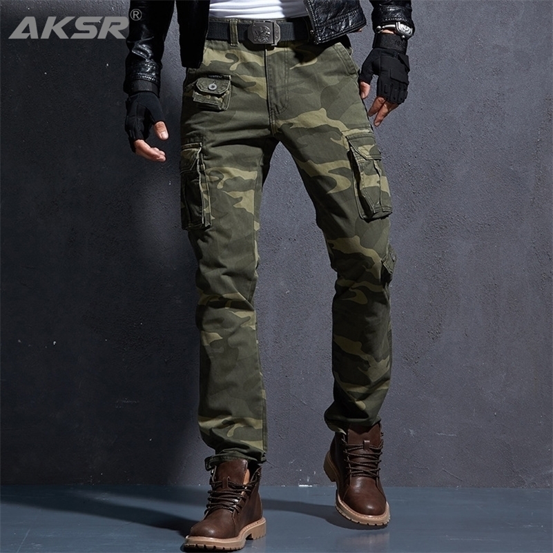 

AKSR Men's Fashion Casual Cotton Cargo Pants Large Size Flexible Tactical Military Camo Pants Khaki Pants Man Trousers Joggers 201110, White