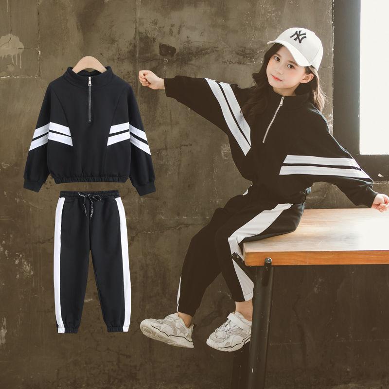 

Teen Kids Autumn Clothing Suit For Girls Outfits 2021 Autumn New Children Sports Suit Two-piece Girls Clothes 10 12 Years, Black