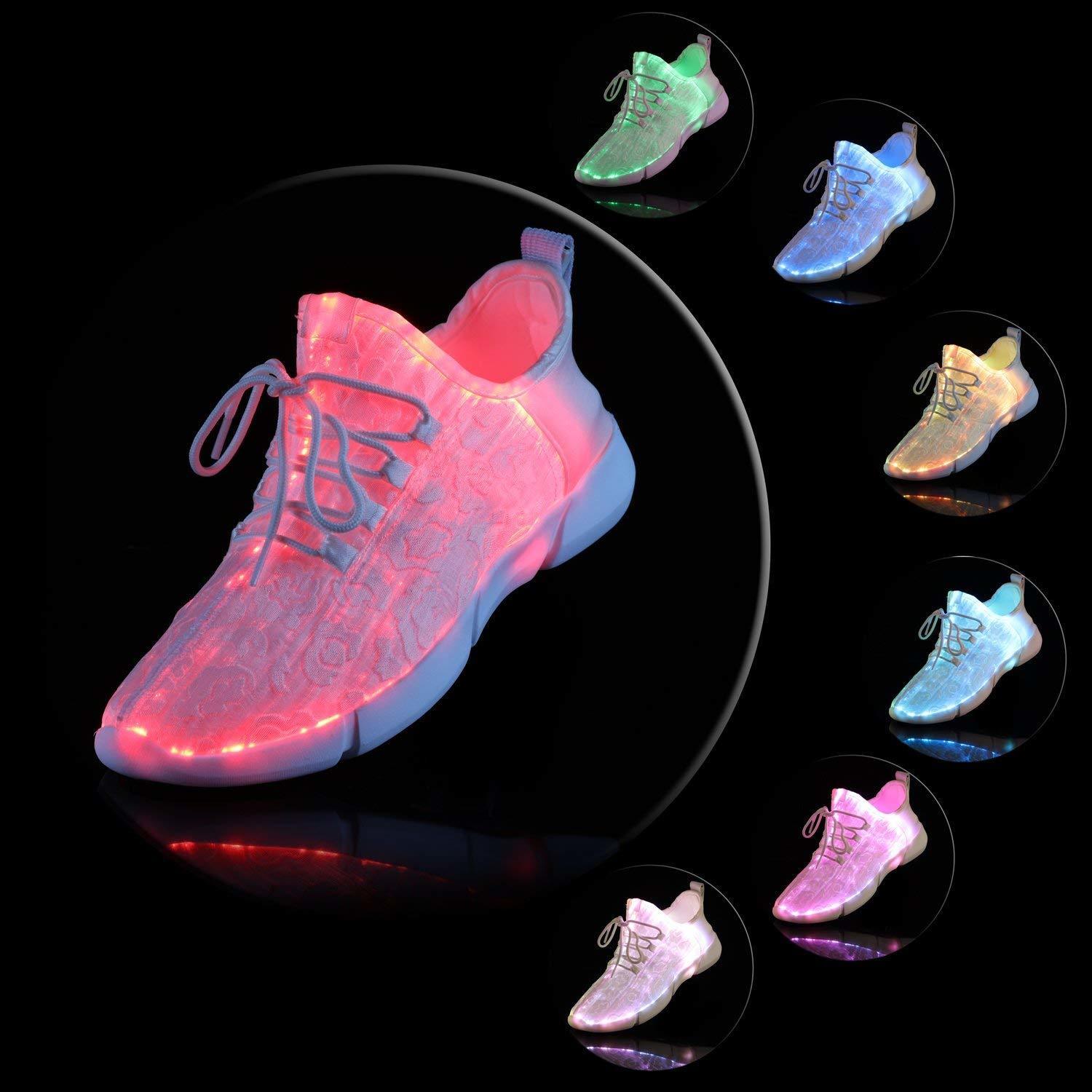 

for EU Size 25-46 Light Up LED Shoes Adult&Kids Fiber Optic Luminous Sneakers USB Recharging Party Footwear, White