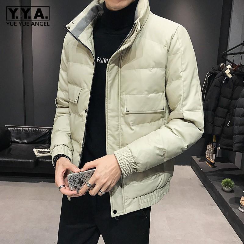 

Winter Mens Parka Thick Warm Stand Collar Windbreaker Man Waterproof Pu Leather Biker Jacket Casual Fashion Outwear Overcoat