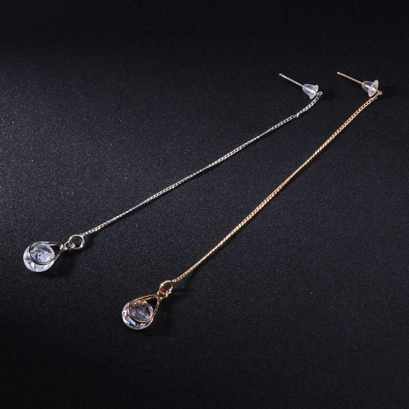 

Drop Earrings Zircon Stone Thin Chain Pendant Luxury Fashion Long Women Jewelry