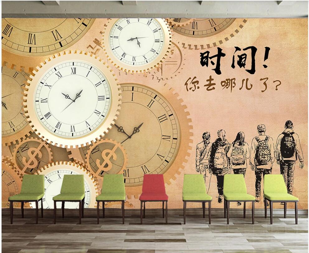 

3d wallpaper custom photo Modern clock time home decor 3d wall murals wallpaper for walls 3 d in the living room, Non-woven wallpaper