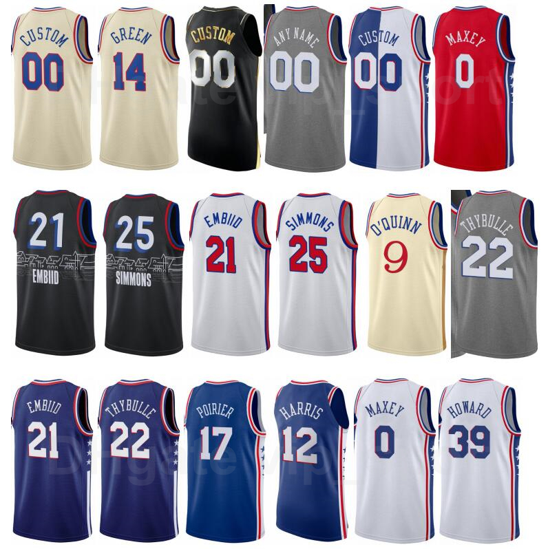 

Screen Print Basketball Ben Simmons Jersey 25 Seth Curry 31 Mike Scott 1 Dwight Howard 39 Danny Green 14 Matisse Thybulle Isaiah Joe, Beige