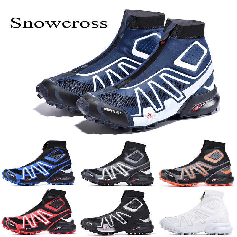 

Snowcross CS Solomon Running Shoes Trail Winter Snow Men Boots Black Volt Blue Red Sock Chaussures Mens Trainers Boot 40-46