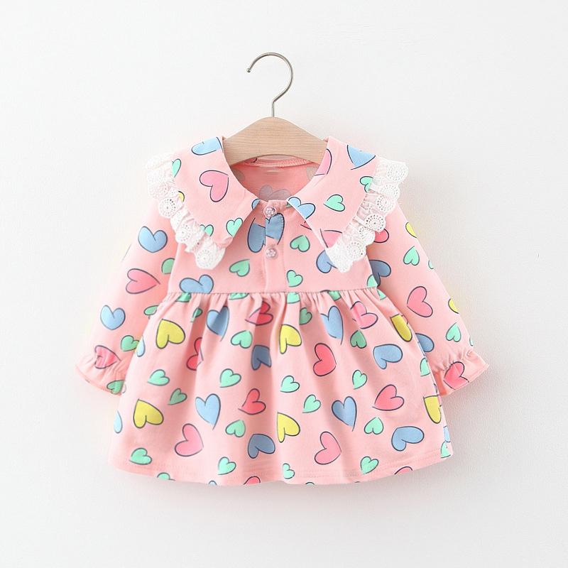 

Baby Girl Heart-shaped Sweet Dress, Pink