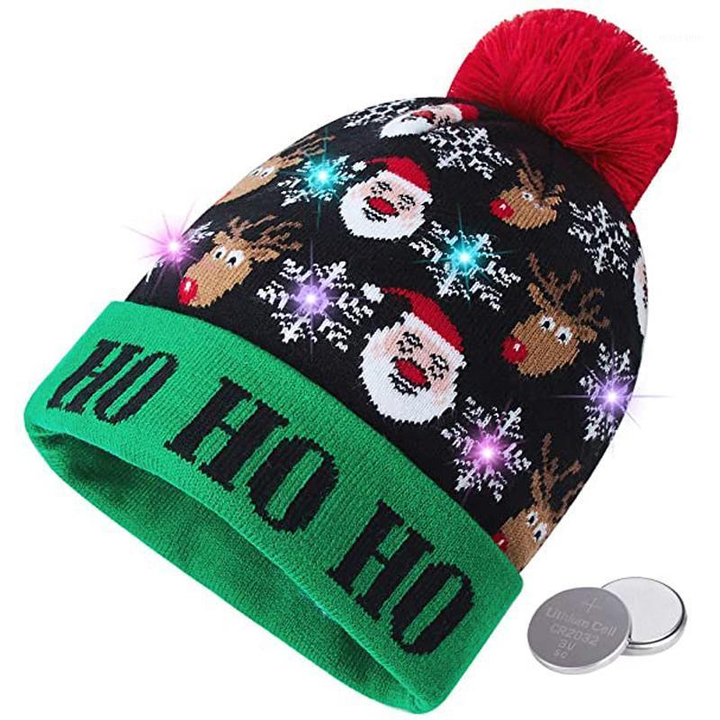 

LED Christmas Hat Knitted Sweater Xmas Party Beanie Cap Christmas Gift Holiday Xmas Beanie Colorful Funny Hat Gift1