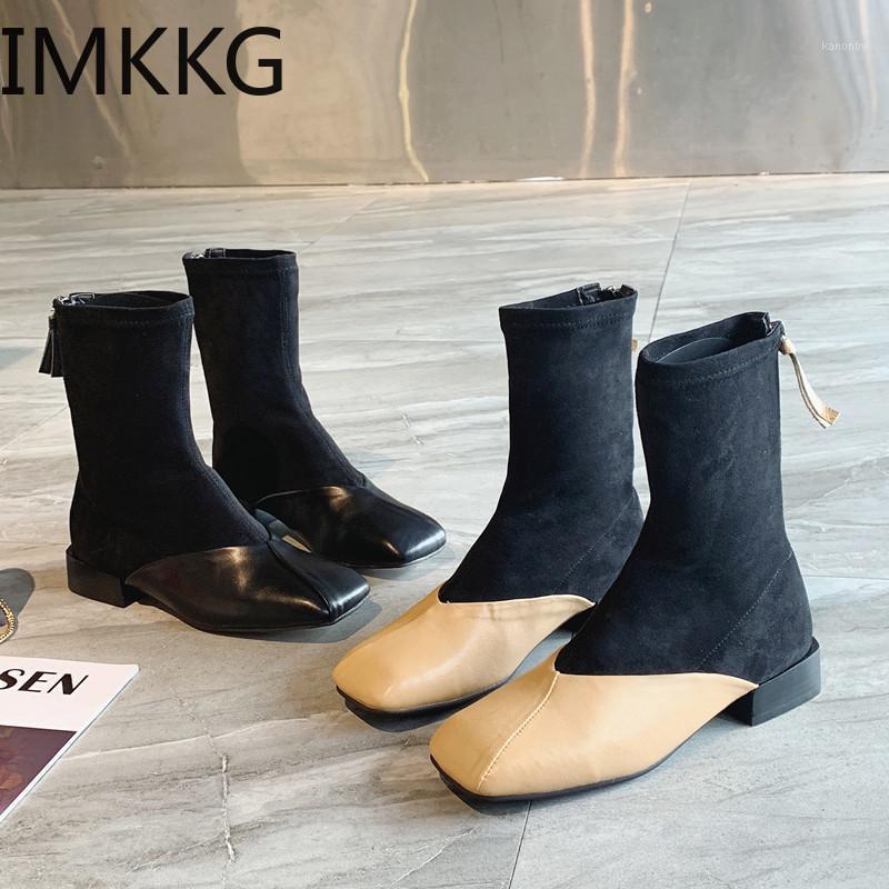 

Women Fashion Vintage Ankle Boots Soft Leather Square Toe Shoes Female Spring Autumn Ankle Boots Comfortable Women Shoes1, Black
