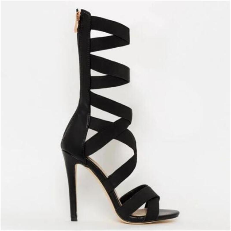 

New summer word with sandals female wild simple PU Slip On Thin High heel Open Toed Classics fashion Dress shoes for women Black1, Black