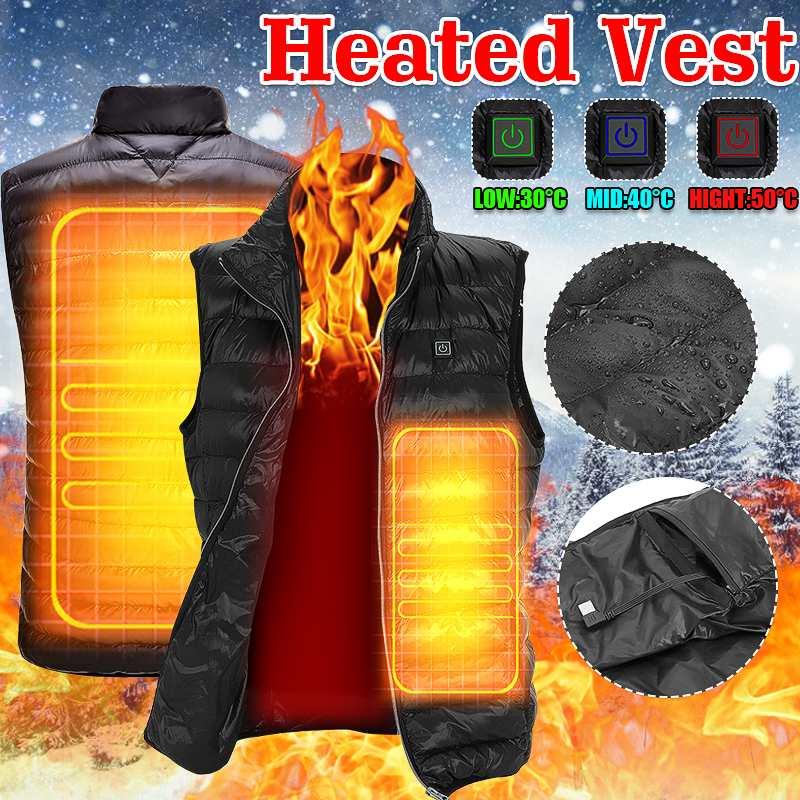 

5V USB Heating Vest Men Electric Heated Vest Outdoor Winter Thermal Cloth Feather Camping Hiking Hunting Jacket Vests -3XL, As pic