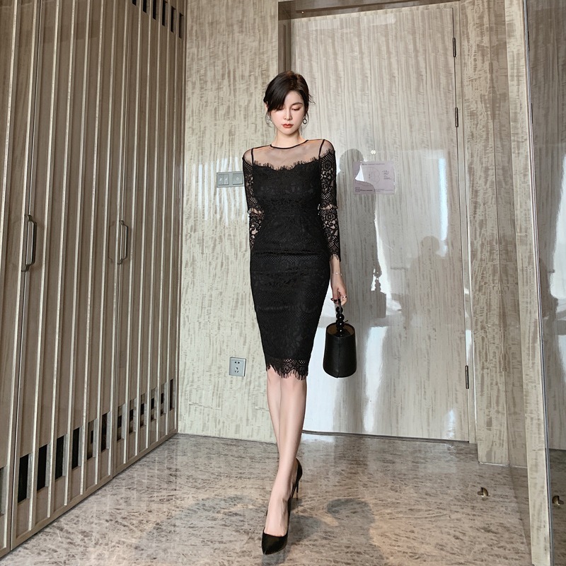 

2021 New Sexy floral women classy lady bar party dressed up thin pleated V91L, Apricot