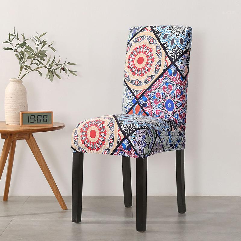 

Bohemian Style Chair Cover Home Dining Elastic Chair Covers Elastic Cloth Universal Stretch Anti-dirty Removable1
