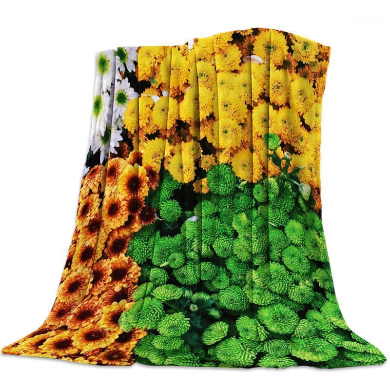 

Chrysanthemum Flowers Four Colors Throw Blanket Bedspread Soft Fleece Blanket Air/Sofa/Bedding Winter Bedsheet1