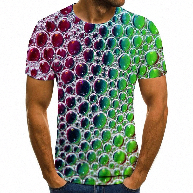 Men's T shirt Shirt 3D Print Graphic Round Neck Casual Daily 3D Print Print Short Sleeve Tops Casual Fashion Green / Navy P0Ns#