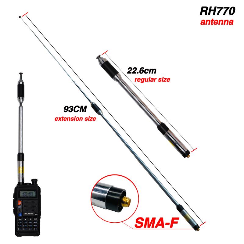 

RH770 20W SMA-F Female Antenna Dual Band 144/430MHz High Gain RH-770 For BAOFENG UV-9R PLus UV-5R UV-82 BF-888S Radio