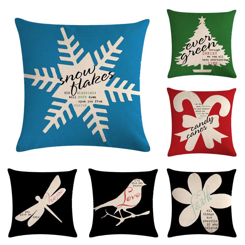 

New Year Christmas Gifts Decorative Throw Pillow Covers 45X45cm Cushion Cover DIY Art Print Pillowcase