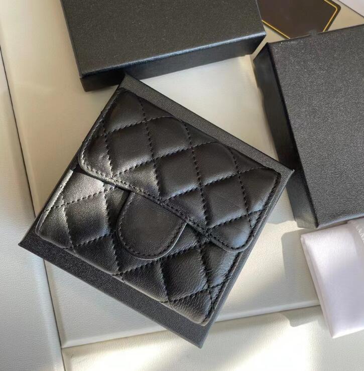 

Classic Women's Fashion Card Holders Genuine Leather Lambskin Quilted Flap Mini Wallets Female Purses Card Holder Coin Pouch wiht box, Caviar w gold hardware