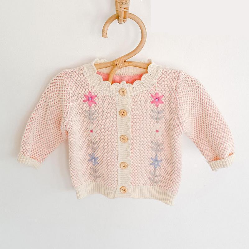 

2021 New Baby Coat Flower Embroidery Boys Girls Toddler Solid Sweater Infant Knitted Cardigan Kids Newborn Clothes X86v, 83022