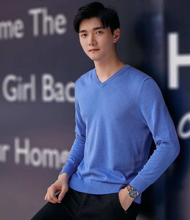 

Mens Youth Sweater Long sleeve Hedging Youth V-neck Tops, Black