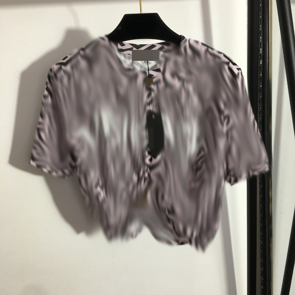 

2022 Pink Striped Print Autumn Women's T-Shirt Brand Same Style DH25, White