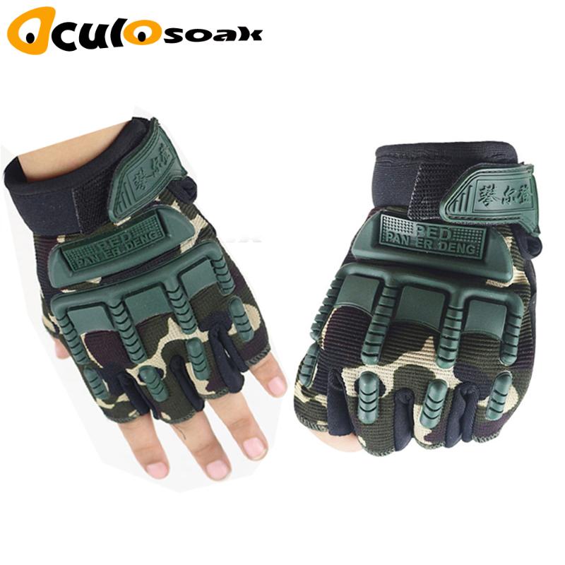 

5-13 Years old Kids Tactical Fingerless Gloves Armed Anti-Skid Rubber Knuckle half Finger Boys Girls Children Gloves
