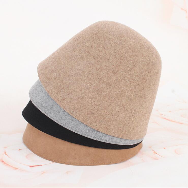 

100%Wool Bucket Hat Various Winter Hat High Quality Beautiful Comfortable Popular New Fashion Cool 2020 Solid Hats For Women, Black