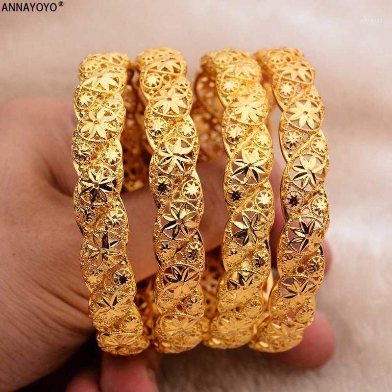 

Bangle Annayoyo Dubai Gold Bangles Women Men 4pc Bracelets African European Ethiopia Girls Jewelry Gifts1