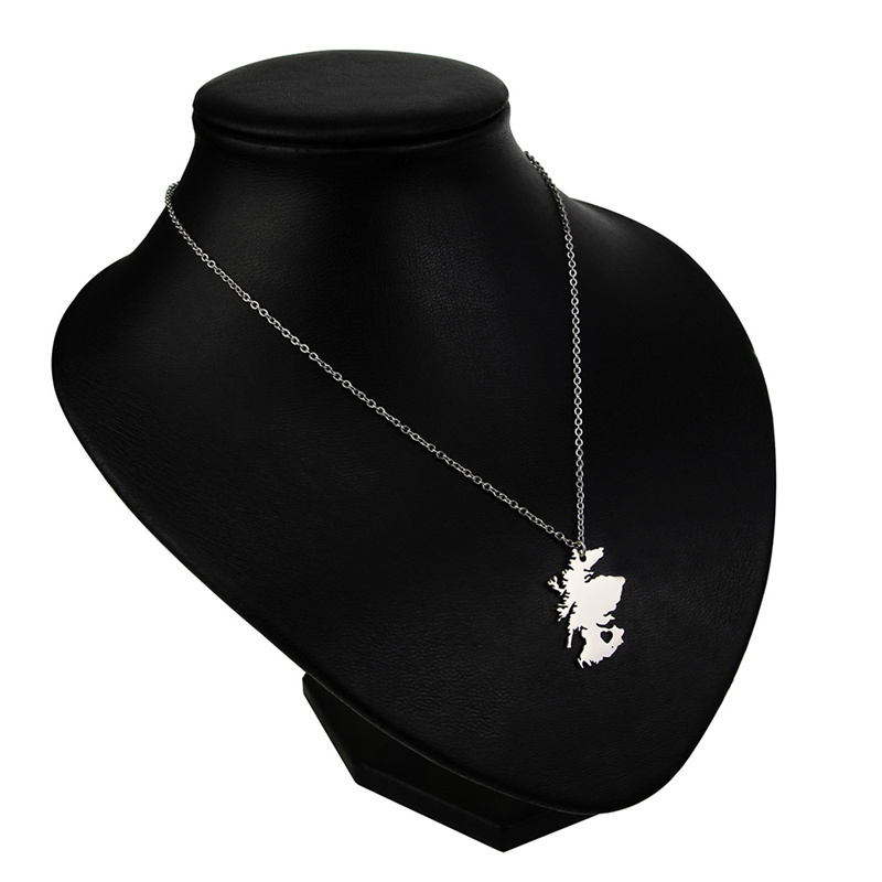 

European And American Stainless Steel Scotland Map Pendant Necklace