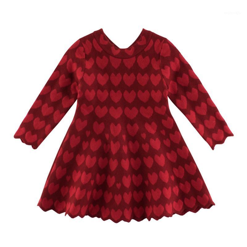 

2020 1-7Y Fashion Toddler Baby Girls Dress Hearts Print Long Sleeve Pleated Fashion Autumn Dress Party Outfit Sundress1, As pic