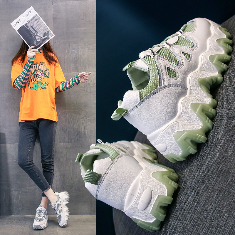 

New Spring 2021 Woman Comfortable Vulcan Shoes Crocheted Trainers Femme Mixed Hot Colors 71RV, Gray