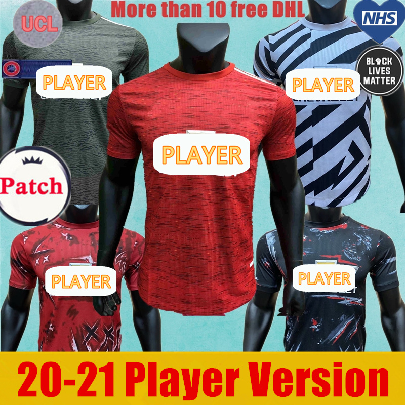 

Player version 20 21 Manchest 2020 2021 united UTD RASHFORD BRUNO FERNANDES 3rd soccer jersey MARTIAL JAMES home AWAY football shirt, Black;yellow